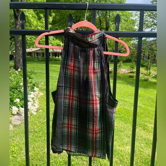 J Crew Halter Top with Neck Tie in Stewart Tartan Chiffon Blend NWT - Picture 9 of 9